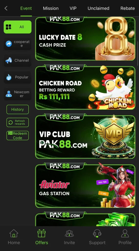 PAK88 Game Bonuses and Events